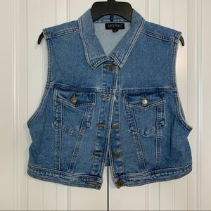 Karen Kane Denim Crop Button Up Jean Vest